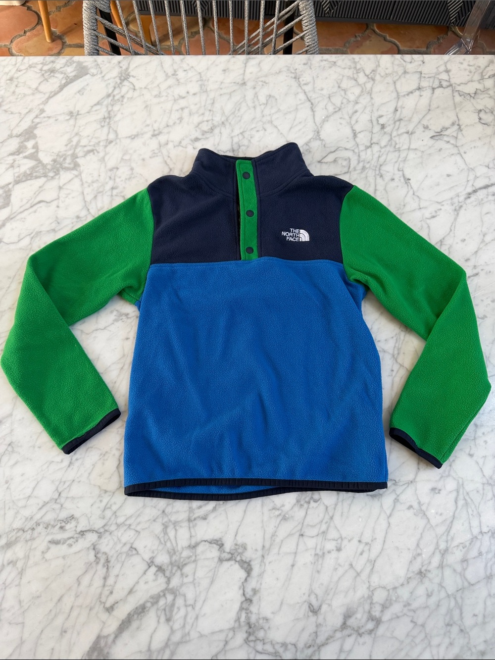 Kids North Face Colorblock Half Snap Fleece Sweater Sz 10/12